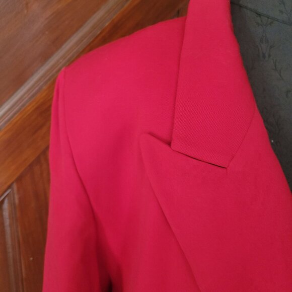 Vintage Austin Reed Red Wool Double-Breasted Blazer With Gold Buttons - Picture 6 of 8